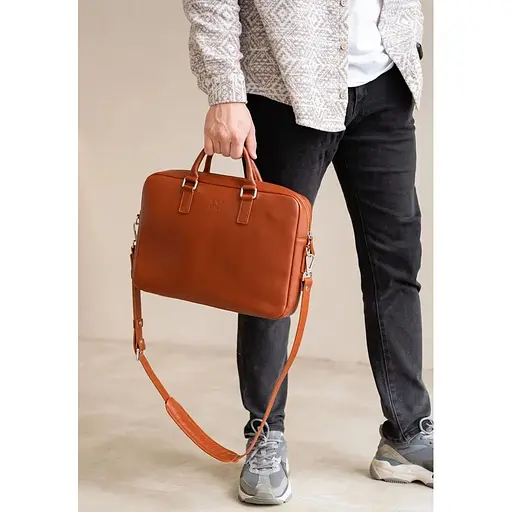 Шкіряна ділова сумка Briefcase 2.0 світло-коричневий - фото 1