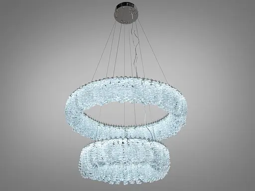 Подвесная люстра 505-600+400CH хром хрустальная светодиодная 60Вт. - фото 1