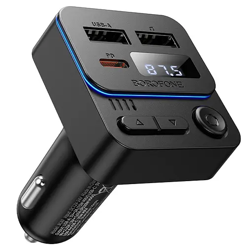 АЗП FM модулятор Borofone BC60 Hero 35W (2USB-A/1C) Black