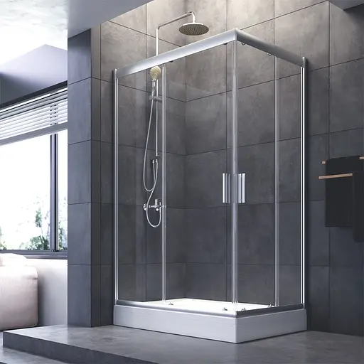 Душевая кабина Am.Pm Gem Twin Slide 120x80 см прозрачное стекло хром W90UG-404 -120280-MT, Универсальная, прозрачная, хром - фото 2