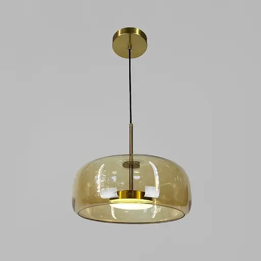 Підвісний світильник BOLLI у латунному корпусі із янтарним плафоном Ø 28х13 см | Line F | Арт. BS12-330 AB+AM - фото 4