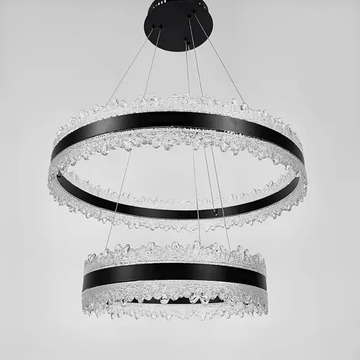 Волшебная подвесная люстра в черном корпусе с двумя кольцами Ø 60+40 см | Ст. MJ304-600+400 BK | Line F - фото 2