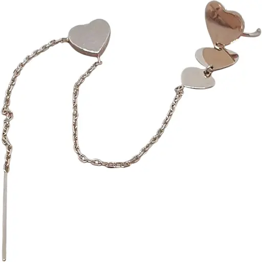 Золотая моносерьга-протяжка Favoritum Сердечко с каффой на хеликс. 210047