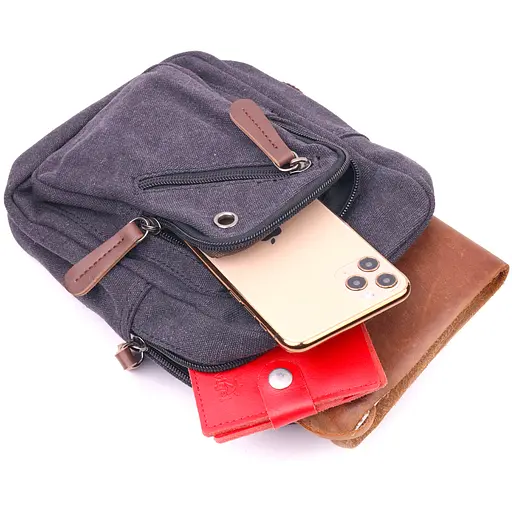 Чоловіча невелика сумка через плече із щільного текстилю 15х22х6 см Vintage 15х22х6 см sum0021424 - фото 6