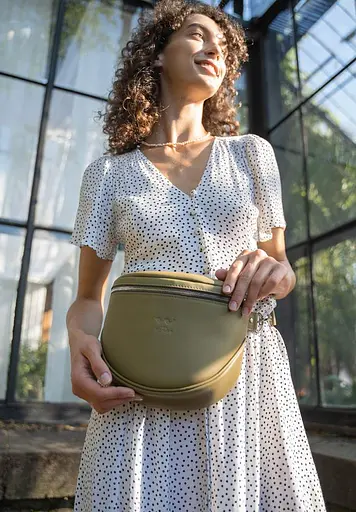 Шкіряна сумка поясная-кроссбоди Vacation оливковий - фото 3