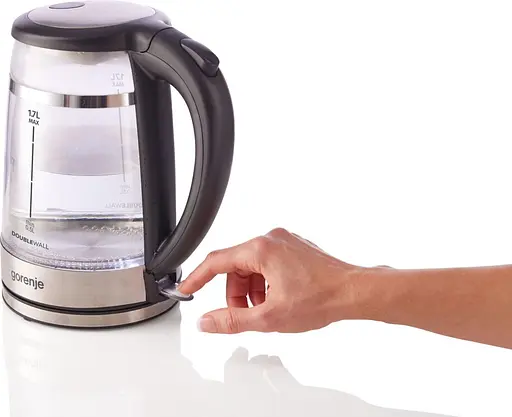 Gorenje Электрочайник 1.7л, 2,200 Вт, strix контроль, стекло, черный - фото 10