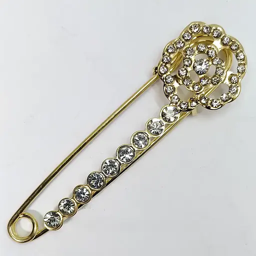 Брошка Квітка каміння з камінцями для особливого образу декоративна жіноча прикраса на одяг Золотистий - фото 2