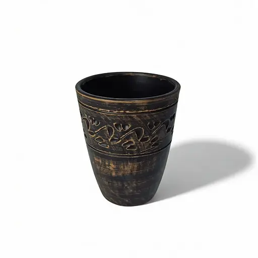 Стакан з червоної глини 400 мл Декор молочена кераміка Український глиняний посуд - фото 1