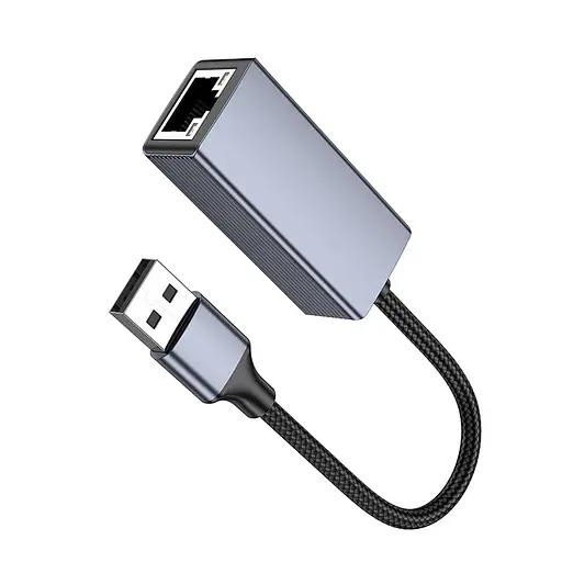 Інтернет адаптер Hoco UA37 1000 Mbps (USB to RJ45) Metal gray - фото 5