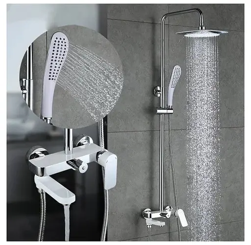 Душова система Gappo G2448, вилив - перемикач на лійку, білий/хром - фото 3