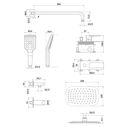 Душова система прихованого монтажу Cersanit Larga чорний S952-031 - фото 2