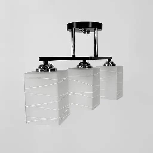 Прямокутний плафонний світильник на 3 лампи в чорному корпусі 47х15 см | Арт. 6944/3 BK+CH | Line F - фото 4