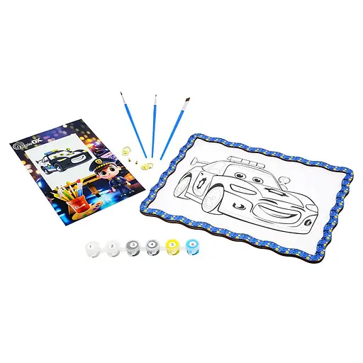 Дитячий набір для розпису по дереву "Поліцейська машинка" PuzzleOK Puz-22952 формат А4 - фото 3