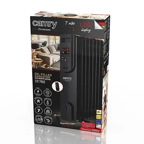 Масляний радіатор з дистанційним керуванням (7 ребер) Camry CR 7812 - фото 8