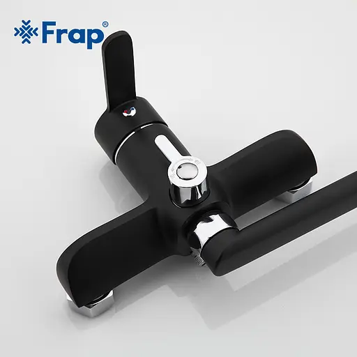 F2242 Змішувач для ванни довгий гусак чорний/хром Ø35 Frap 1/10 Чорний матовий - фото 3