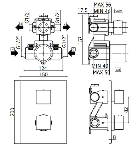 Термостат прихованого монтажу Paffoni Elle чорний матовий LEQ 518 NO/M, Чорний матовий - фото 2