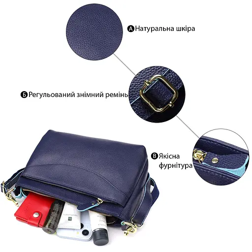 Женская кожаная сумка Vintage с жестким дном 27х16х11 см sum0027560 - фото 4