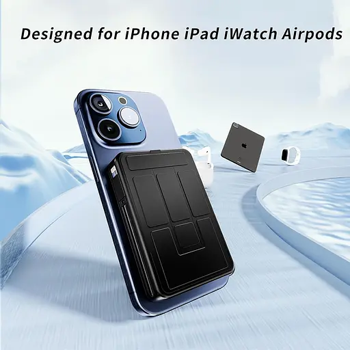 Бездротовий зарядний банк CROWATTS Mag-safe Power Bank ємністю 10000 мАг, PD 22,5 Вт з USB-C - фото 4