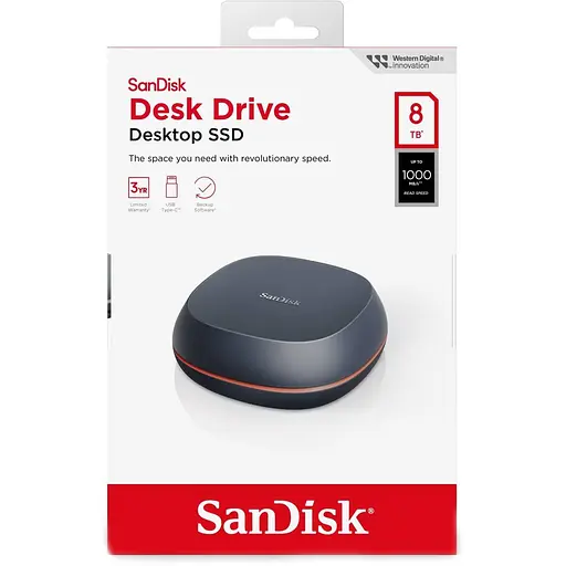 SANDISK Desk Drive 8TB USB Type-C Desktop External SSD, up to 1000MB/s, High-capacity Solid State Drive - фото 5