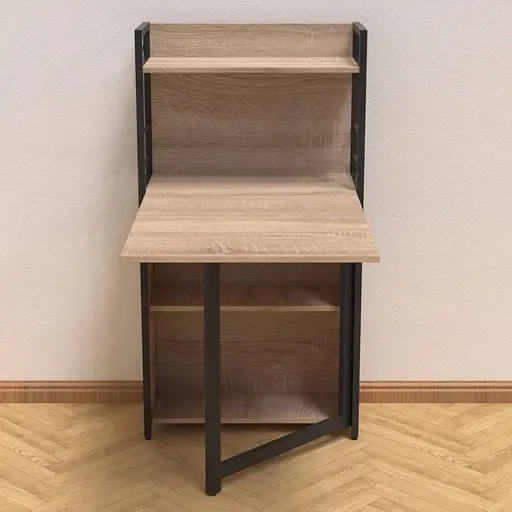 Стіл книжка з етажеркою Практик 1 Ferrum-decor 1200x640x990 Чорний метал ДСП Дуб Сонома 16 мм (FRD-104614)