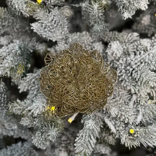 Ялинкова іграшка MIS LT Квітка новорічна мала 11х11х5 см золотий - фото 2