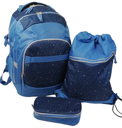 Школьный набор из рюкзака, пенала и сумки для обуви синий LS sum0028851 - фото 1