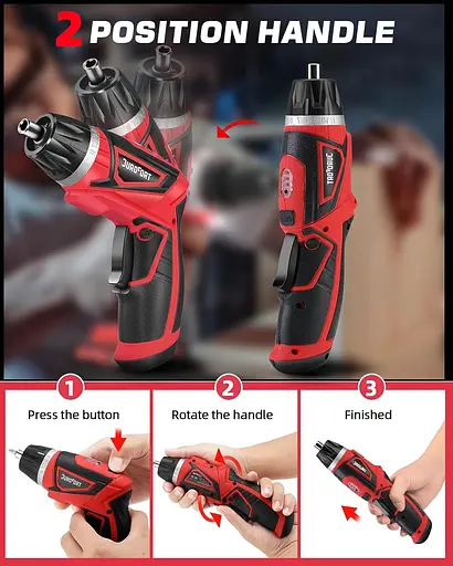 Набір акумуляторних електричних викруток DuroFort 8 V, набір викруток із крутним моментом 10+1 з акумулятором і поворотною ручкою - фото 4