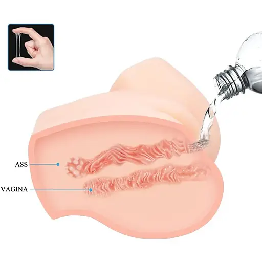 Мастурбатор з подвійною вібрацією і двома входами Crazy Bull-Veronica Dual Vagina and Anal, BM - 00900T72ZK, Телесный - фото 9