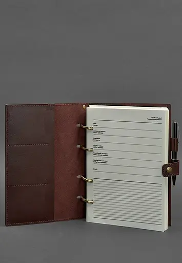 Шкіряний блокнот з датованим блоком (Софт-бук) 9.1 бордовий - фото 4