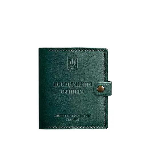 Кожаная обложка-портмоне для удостоверения офицера 11.0 зеленая - фото 7