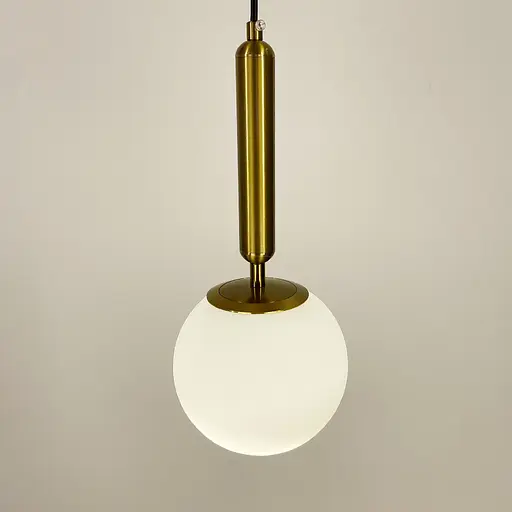 Подвесной латунный светильник с белым матовым плафоном. | Line F | Арт. A345/1 AB+WT - фото 3