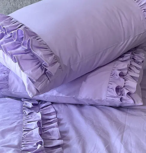 Комплект постільної білизни двоспальний з рюшами 180х200 см варена бавовна White Dream Ліловий (2003/1R) - фото 5