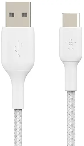 Кабель Belkin USB-A > USB-C зарядка/синхронизация 2м, 15Вт, Type-C, плетеный, белый - фото 2