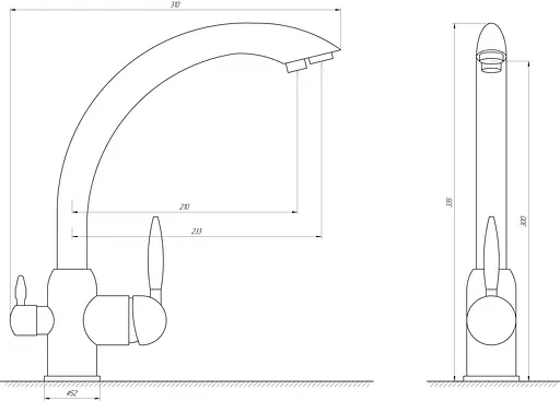 Змішувач для кухні під осмос Globus Lux GLLR-0777-8-STSTeel Нержавіюча сталь - фото 5