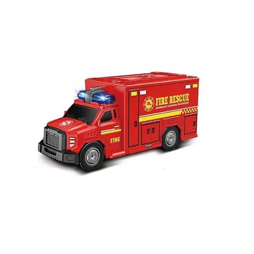 Машина спецтехники Пожарная машина, JS165B, звук, подсветка, резиновые колеса, инерция