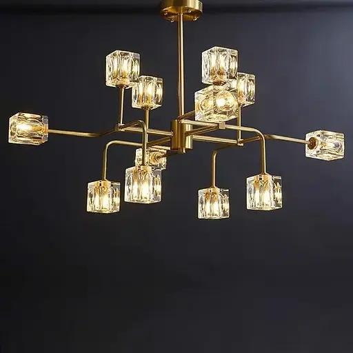 Светодиодная люстра Рубик 8913 (Золотистая) на 12 плафонов - фото 2