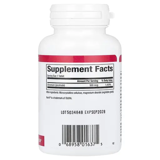 Піколінат хрому Natural Factors Chromium Picolinate 500 mcg, 90 таблеток для контролю цукру та апетиту - фото 2