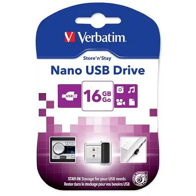 USB флеш накопичувач Verbatim 16GB Store 'n' Stay Nano Black USB 2.0 97464 - фото 2