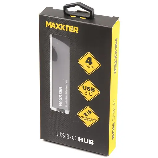 USB-Хаб Maxxter USB 3.0 Type-C HU3С-4P-02 на 4 порти, метал, темно-сірий (HU3С-4P-02) - фото 3