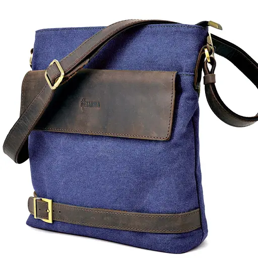 Кожаная мужская сумка через плечо TARWA 27х31х8 см sum0025764 - фото 3