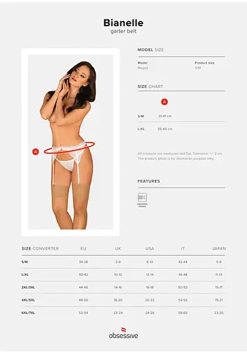 Пояс для панчох Obsessive Bianelle L/XL білий - фото 7