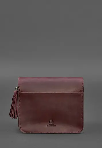 Шкіряна жіноча бохо-сумка Лілу бордова Crazy Horse - фото 5