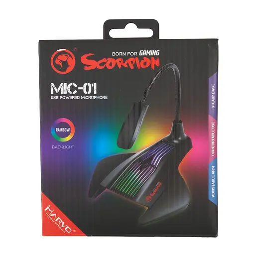Мікрофон Marvo MIC-01 Multi-LED USB Black (MIC-01) - фото 4