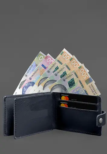 Кожаная обложка-портмоне для удостоверения участника боевых действий (УБД картонный документ) Темно-синяя - фото 5