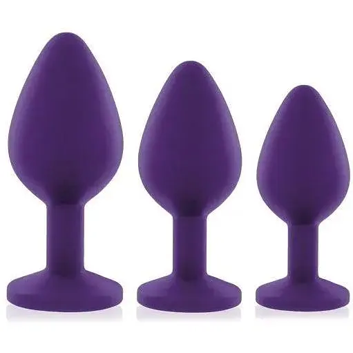 Набір анальних пробок із кристалом Rianne S: Booty Plug Set Purple діаметр 2.7 см 3.5 см 4.1 см - фото 4