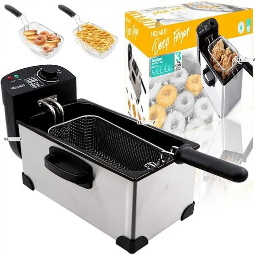 Універсальна електрична фритюрниця для дому Helmut Silver HM-5219 з терморегулятором і знімною чашею - фото 3