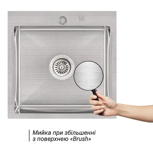 Кухонная мойка Lidz H5050 Brush 3.0/1.0 мм (LIDZH5050BRU3010), Нержавеющая сталь - фото 2