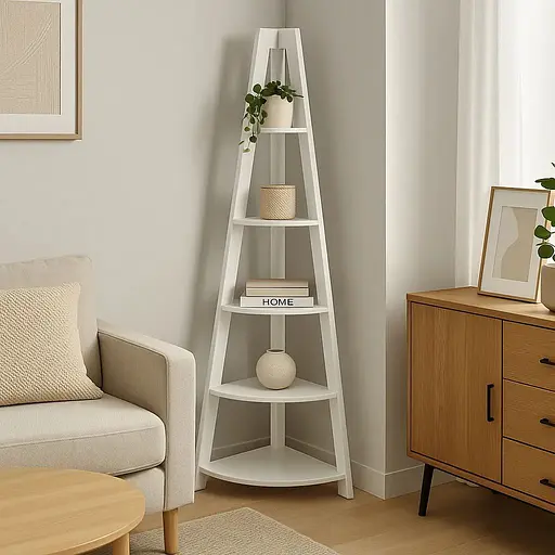 Стеллаж Costway Solo угловой для цветов белый - фото 4