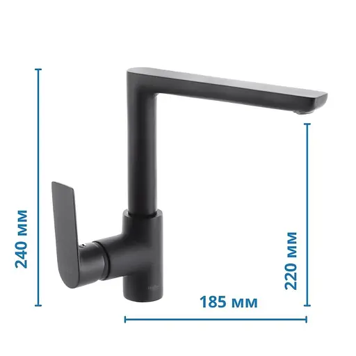 Змішувач для кухні Haiba Alex 018 black HB3927 Чорний матовий - фото 2