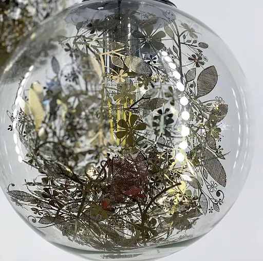 Підвісний світильник з прозорим плафоном кулею з флористичними мотивами Line.F Діаметр плафону 20 см - фото 9